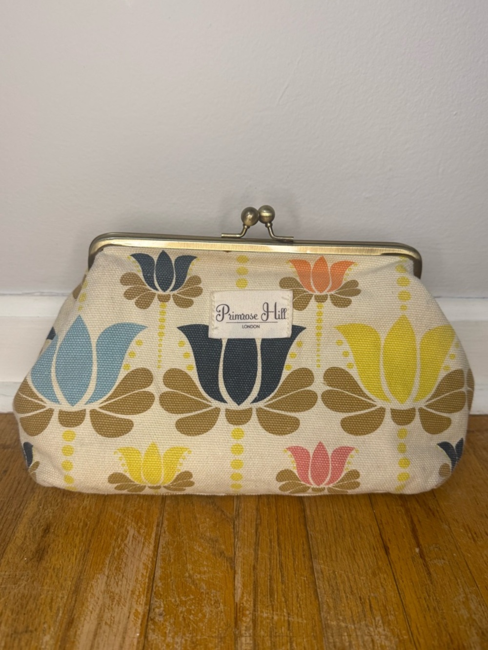 Primrose Hill London Floral Clutch Kiss Lock Frame Canvas Retro Bag